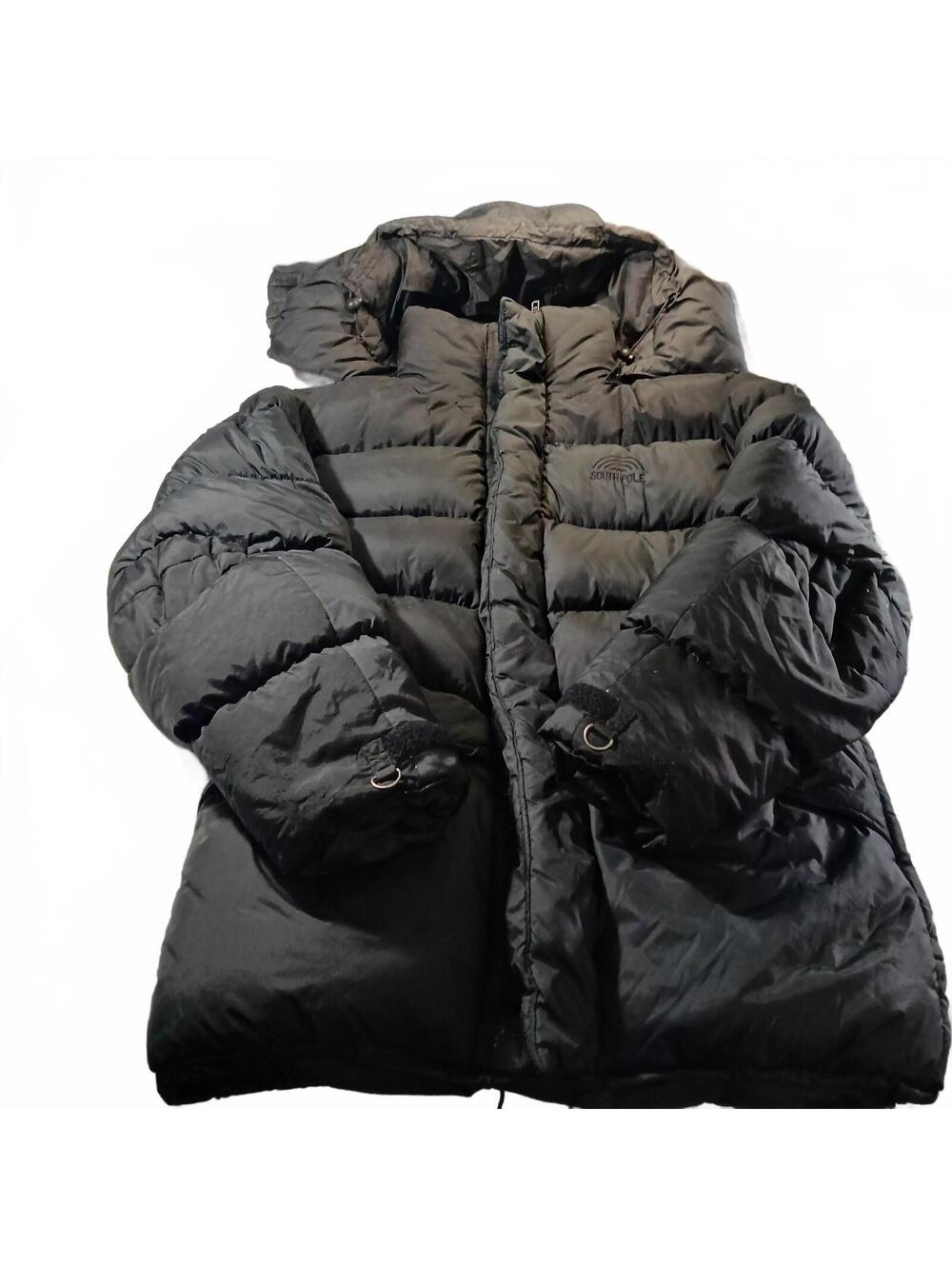 South Pole Puffer Jacket Black Hooded Winter Coat Men's Size L Nylon